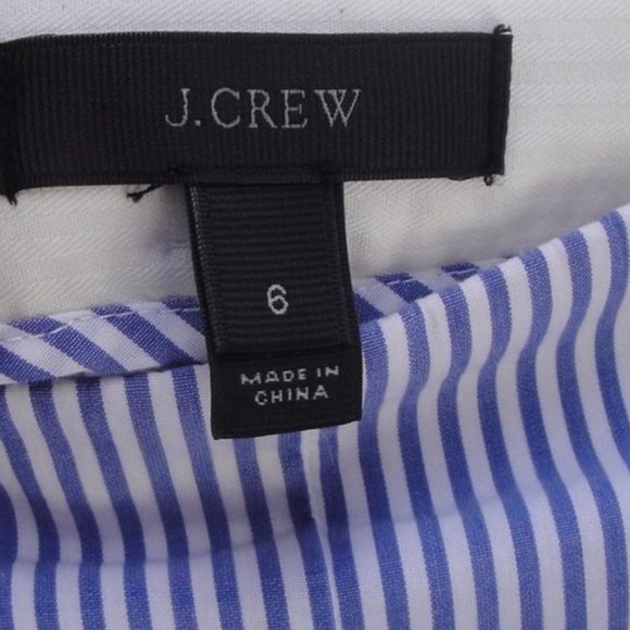 J. Crew Womens Cropped Pants Size 6 Blue White Preppy Striped Side Zipper Cuff - Picture 7 of 9
